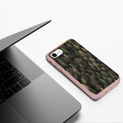 Чехол iPhone 7/8 матовый Лесной камуфляж, цвет: 3D-светло-розовый — фото 2