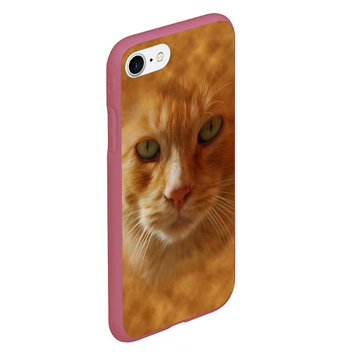 Чехол iPhone 7/8 матовый Рыжий котик / 3D-Малиновый – фото 2