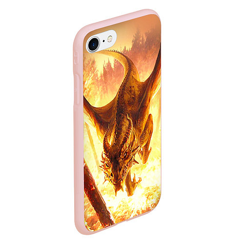 Чехол iPhone 7/8 матовый Дракон / 3D-Светло-розовый – фото 2