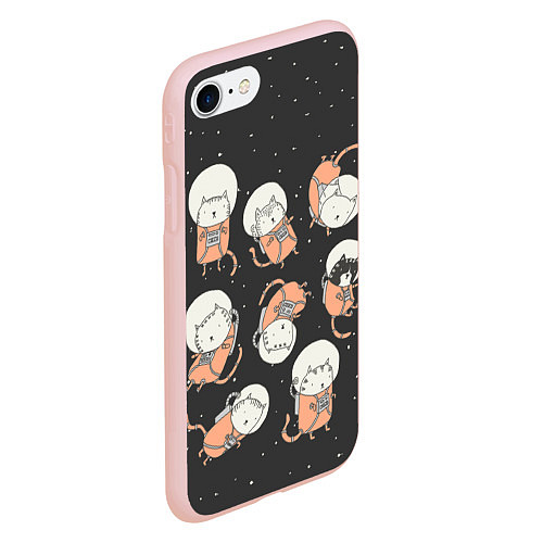 Чехол iPhone 7/8 матовый Космические котики / 3D-Светло-розовый – фото 2