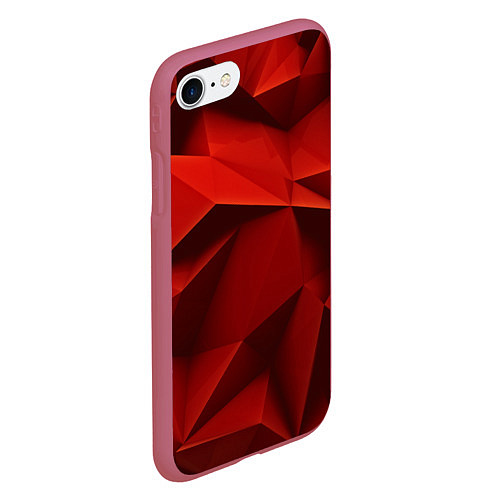 Чехол iPhone 7/8 матовый Грани геометрии / 3D-Малиновый – фото 2