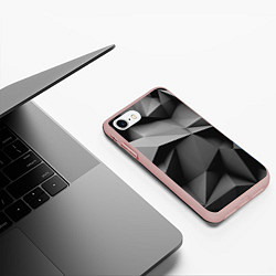 Чехол iPhone 7/8 матовый Gray abstraction, цвет: 3D-светло-розовый — фото 2