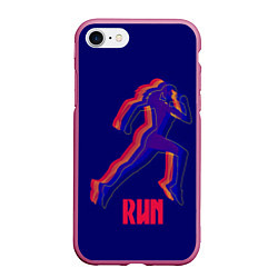 Чехол iPhone 7/8 матовый Спортивный бег!, цвет: 3D-малиновый