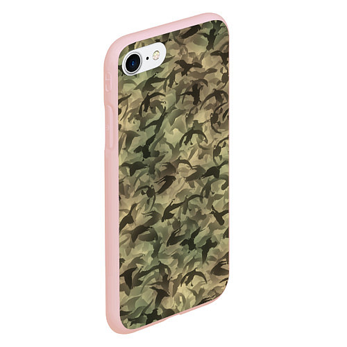 Чехол iPhone 7/8 матовый Камуфляж с утками / 3D-Светло-розовый – фото 2