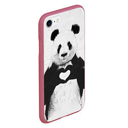 Чехол iPhone 7/8 матовый Panda Love, цвет: 3D-малиновый — фото 2
