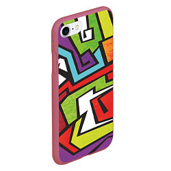Чехол iPhone 7/8 матовый Цветные граффити, цвет: 3D-малиновый — фото 2