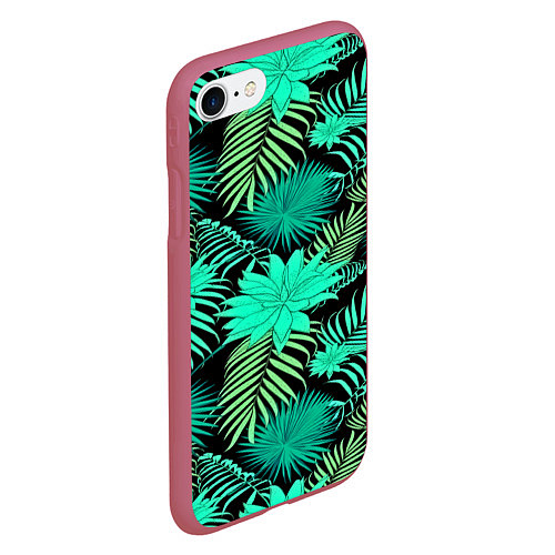 Чехол iPhone 7/8 матовый Tropical pattern / 3D-Малиновый – фото 2