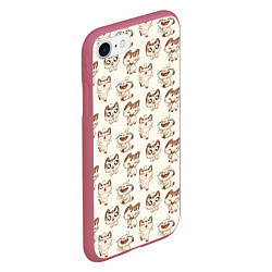 Чехол iPhone 7/8 матовый Стикеры котик, цвет: 3D-малиновый — фото 2