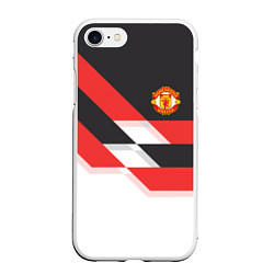 Чехол iPhone 7/8 матовый Manchester United: Stipe, цвет: 3D-белый