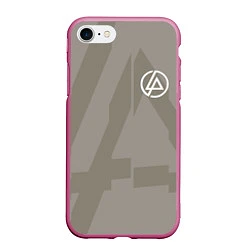 Чехол iPhone 7/8 матовый Linkin Park: Grey style, цвет: 3D-малиновый