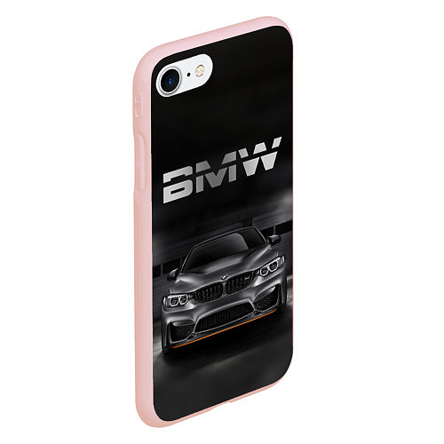 Чехол iPhone 7/8 матовый BMW серебро / 3D-Светло-розовый – фото 2