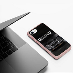Чехол iPhone 7/8 матовый BMW серебро, цвет: 3D-светло-розовый — фото 2