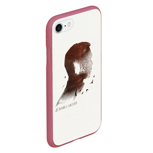 Чехол iPhone 7/8 матовый Дельфин/Андрей / 3D-Малиновый – фото 2
