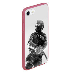 Чехол iPhone 7/8 матовый Battlefield Soldier, цвет: 3D-малиновый — фото 2