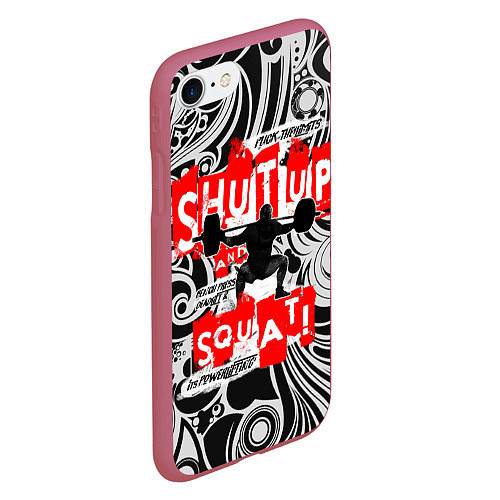 Чехол iPhone 7/8 матовый Shut up & squat / 3D-Малиновый – фото 2