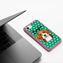 Чехол iPhone 7/8 матовый Beagle Face, цвет: 3D-малиновый — фото 2