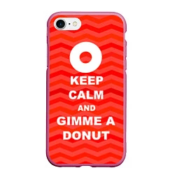 Чехол iPhone 7/8 матовый Keep Calm & Gimme a donut, цвет: 3D-малиновый