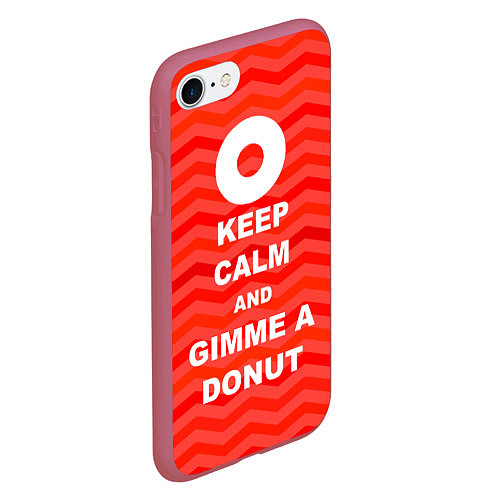 Чехол iPhone 7/8 матовый Keep Calm & Gimme a donut / 3D-Малиновый – фото 2