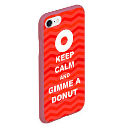 Чехол iPhone 7/8 матовый Keep Calm & Gimme a donut, цвет: 3D-малиновый — фото 2