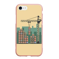 Чехол iPhone 7/8 матовый Стройка, цвет: 3D-светло-розовый