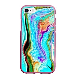 Чехол iPhone 7/8 матовый Цветные разводы, цвет: 3D-малиновый