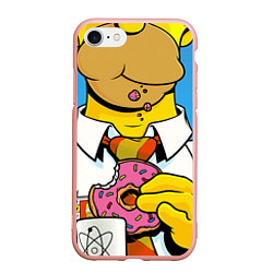 Чехол iPhone 7/8 матовый Homer with donut, цвет: 3D-светло-розовый