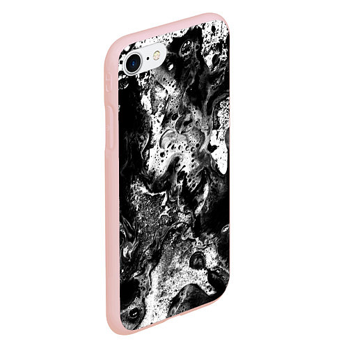 Чехол iPhone 7/8 матовый Чёрная краска / 3D-Светло-розовый – фото 2