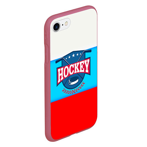 Чехол iPhone 7/8 матовый Hockey Russia / 3D-Малиновый – фото 2