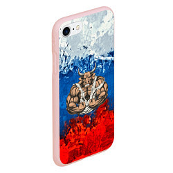 Чехол iPhone 7/8 матовый Бык триколор, цвет: 3D-светло-розовый — фото 2