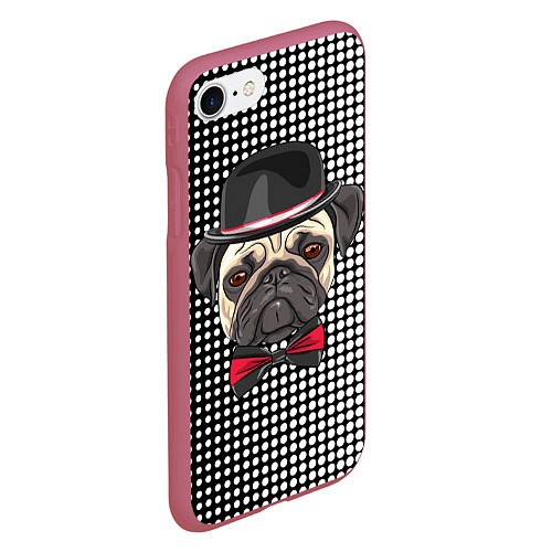 Чехол iPhone 7/8 матовый Mr Pug / 3D-Малиновый – фото 2