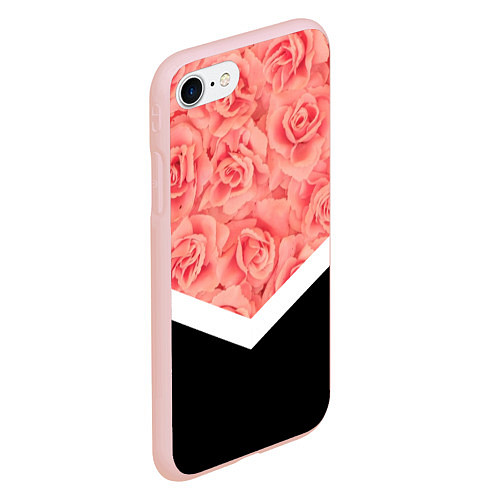 Чехол iPhone 7/8 матовый Розовые розы / 3D-Светло-розовый – фото 2
