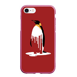 Чехол iPhone 7/8 матовый Расплавленный пингвин, цвет: 3D-малиновый