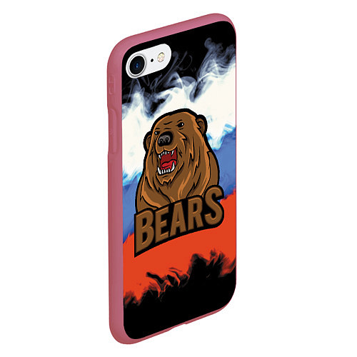 Чехол iPhone 7/8 матовый Russian bears / 3D-Малиновый – фото 2