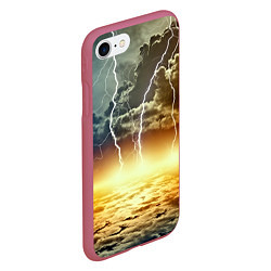 Чехол iPhone 7/8 матовый Удар молнии, цвет: 3D-малиновый — фото 2