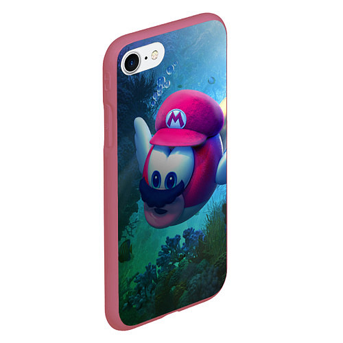 Чехол iPhone 7/8 матовый Super Mario Марио / 3D-Малиновый – фото 2