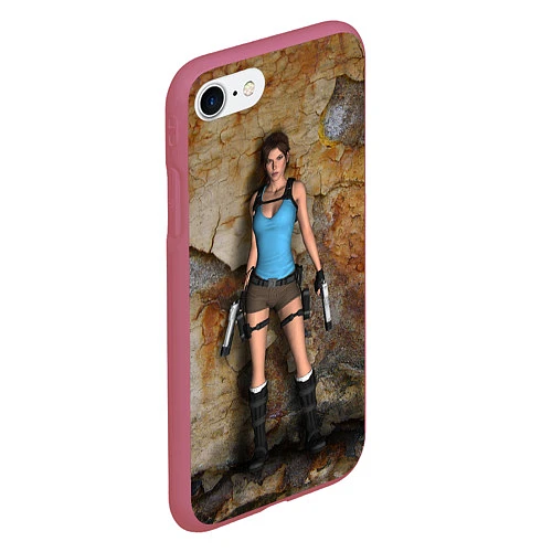 Чехол iPhone 7/8 матовый TOMB RAIDER / 3D-Малиновый – фото 2