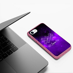 Чехол iPhone 7/8 матовый Водолей, цвет: 3D-малиновый — фото 2