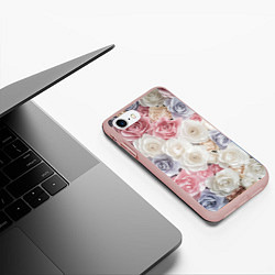 Чехол iPhone 7/8 матовый Букет из роз, цвет: 3D-светло-розовый — фото 2