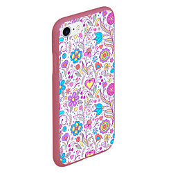 Чехол iPhone 7/8 матовый Цветочный сад, цвет: 3D-малиновый — фото 2
