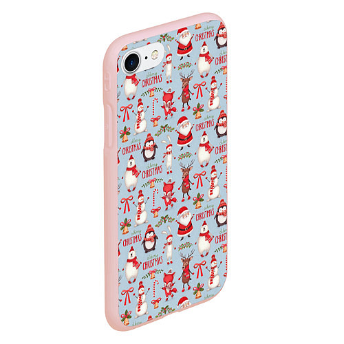 Чехол iPhone 7/8 матовый Рождественская Милота / 3D-Светло-розовый – фото 2