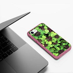 Чехол iPhone 7/8 матовый Лепестки, цвет: 3D-малиновый — фото 2