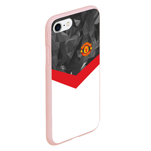 Чехол iPhone 7/8 матовый Man United FC: Grey Polygons / 3D-Светло-розовый – фото 2
