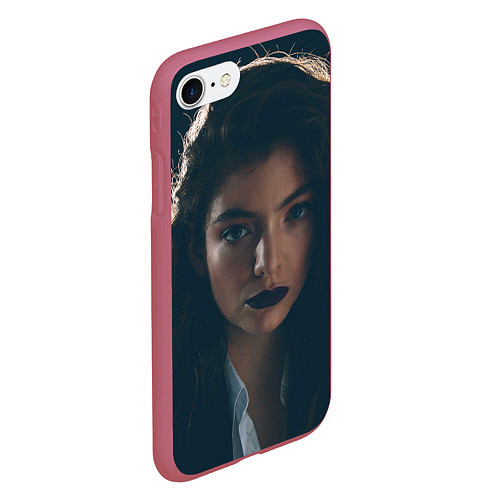 Чехол iPhone 7/8 матовый Lorde: Black lips / 3D-Малиновый – фото 2