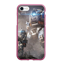 Чехол iPhone 7/8 матовый Titanfall, цвет: 3D-малиновый