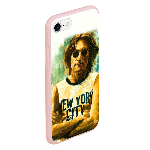 Чехол iPhone 7/8 матовый John Lennon: New York / 3D-Светло-розовый – фото 2