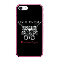 Чехол iPhone 7/8 матовый Arch Enemy: Revolution Begins, цвет: 3D-малиновый