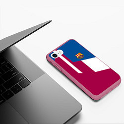 Чехол iPhone 7/8 матовый FC Barcelona 2018, цвет: 3D-малиновый — фото 2