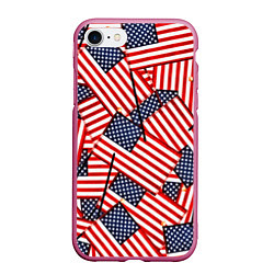 Чехол iPhone 7/8 матовый Америка, цвет: 3D-малиновый