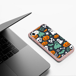 Чехол iPhone 7/8 матовый Halloween Monsters, цвет: 3D-светло-розовый — фото 2