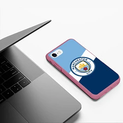 Чехол iPhone 7/8 матовый FC Manchester City: Colors, цвет: 3D-малиновый — фото 2